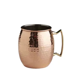 500ml hammered stainless steel antique custom Moscow Mule solid copper beer cocktail mugs with handle