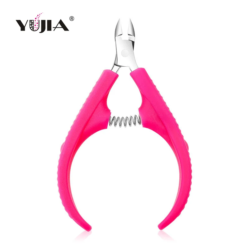 New Arrival Nail Cuticle Scissors Pink Plastic Handle Manicure Pedicure Tools Dead Skin Scissor Nipper Clipper Tool