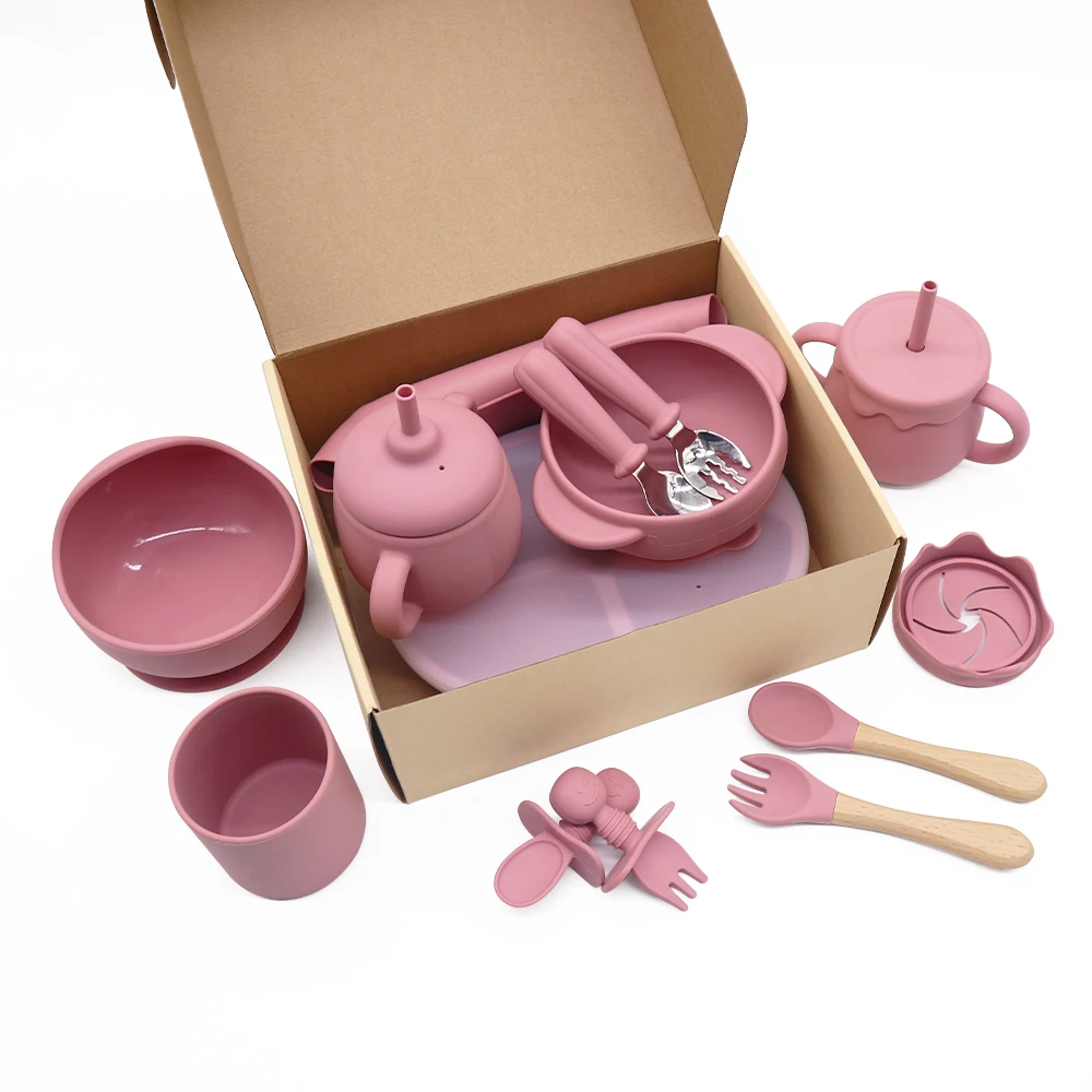 Factory BPA Free Food Grade Toddler Silicone Bowl Suction Plate Kids Tableware Feeding Set Silicone Baby Weaning Set