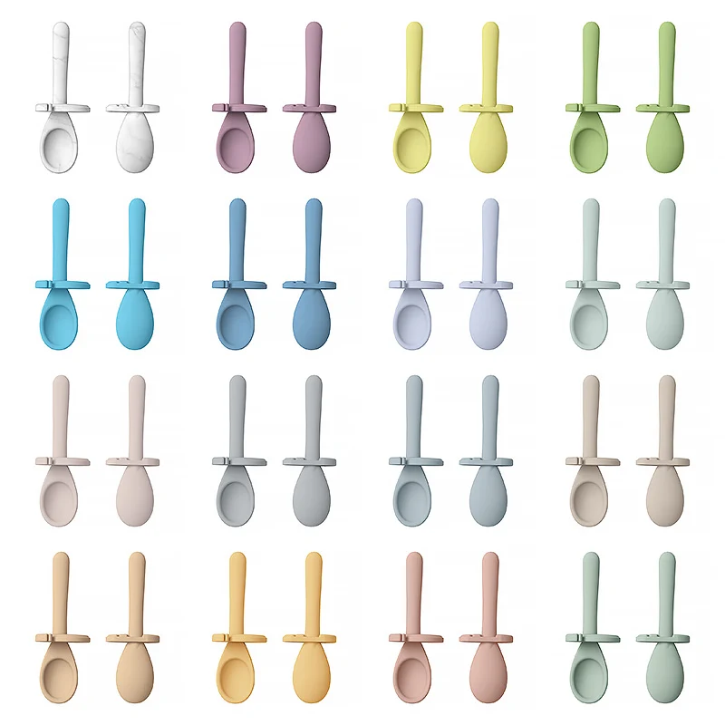 Wholesale BPA Free Silicone Snail Shape Baby Spoon Food Grade Infant Training Feeding Silicone Spoons Forks Set