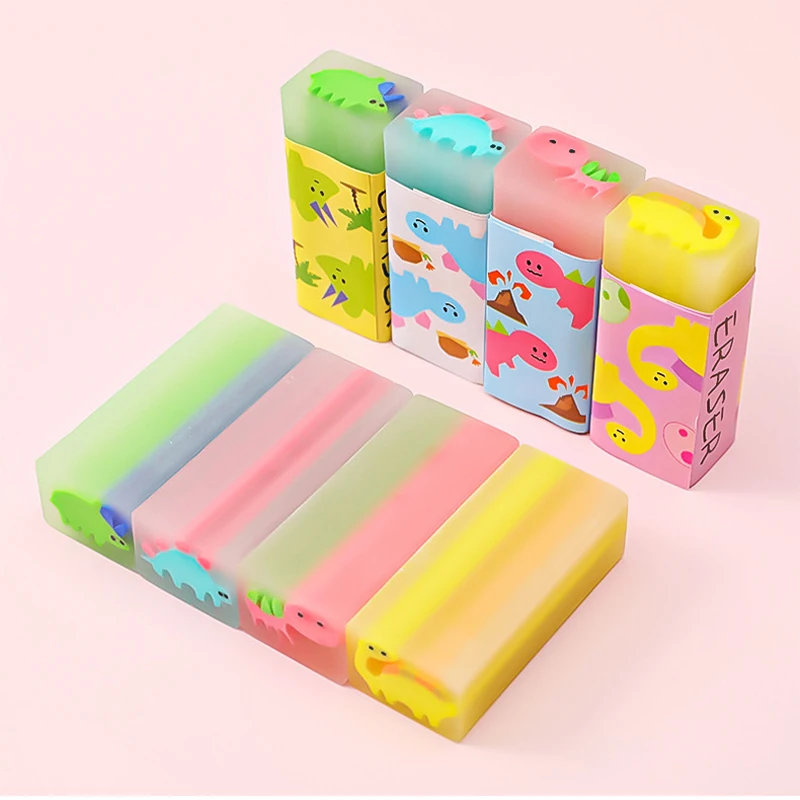 Soododo Promotional dinosaur eraser shapes Scented 2d extruded eraser Cartoon Rubber Eraser For Pencil
