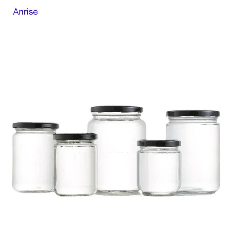 100ml 120ml 180ml 280ml 380ml 500ml Metal Screw Lids Honey Jam Jars Round Glass Vegetable Souce Jars