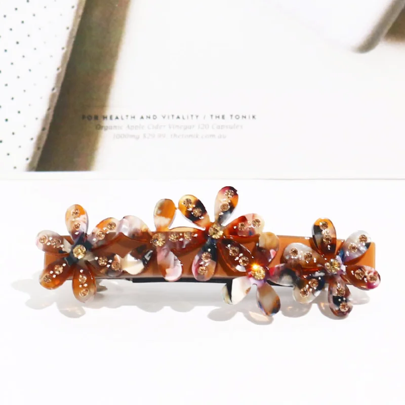 Красивая Цветочная заколка, аксессуары для волос, Оптовая продажа, целлюлозно-ацетатные кристаллы, заколки для волос для женщин