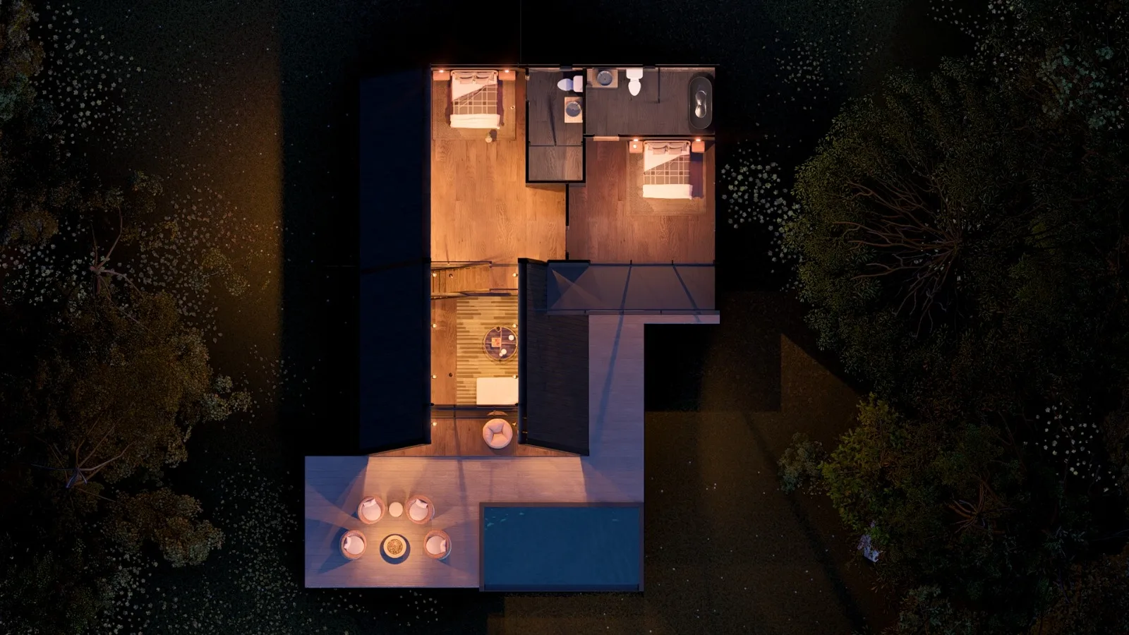 Triangular wooden house, in the forest, 170 square meters of earthquake-resistant structure high-quality house, triangular house