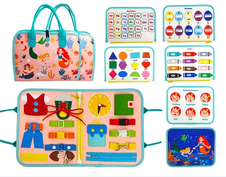 3D Busy Board Toys for Toddlers Foldable Sensory Autism Toys Bag Design Toddler Activity Education Games for Children