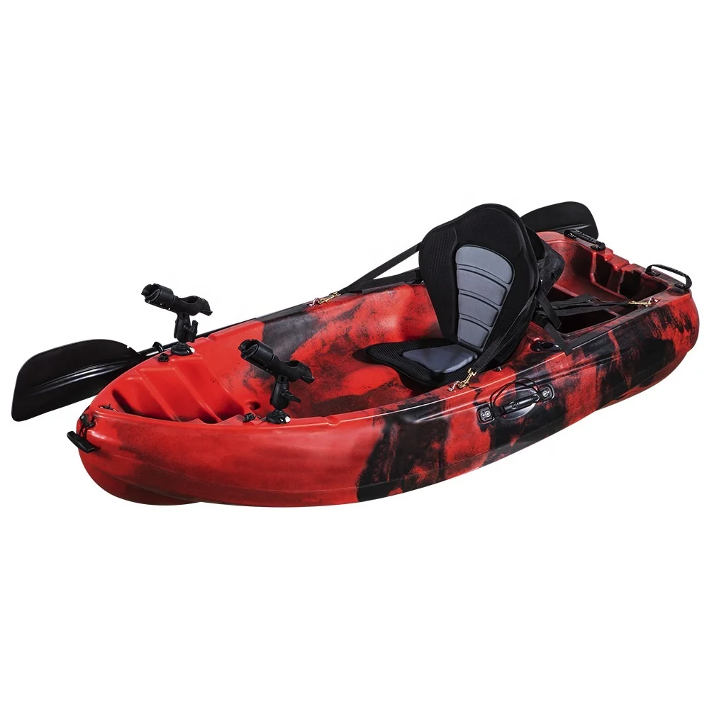 One Person Youth Fishing Kayak Plastic Single Pedal Drive LLDPE Rowing Canoe Ripper Canoe with Paddle