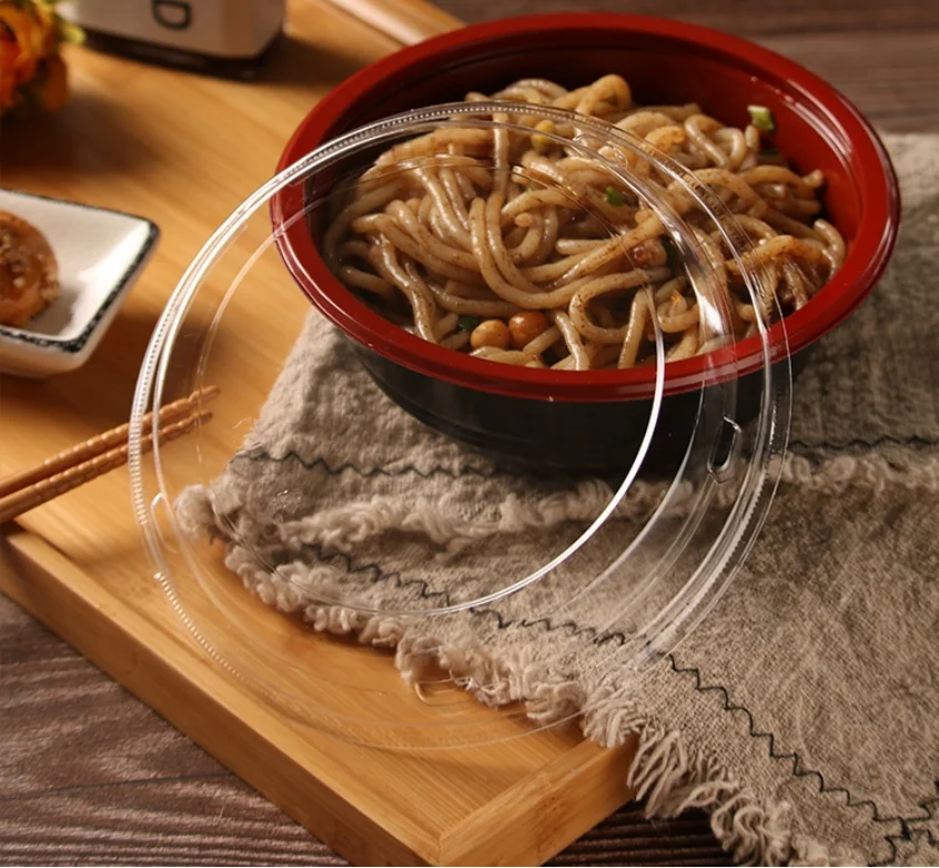 1000ml Big Capacity Microwavable made in Recyclable Plastic Material PP Soup / Ramen Bowl with OPS or Natural PP Lid