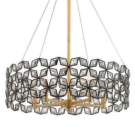 Customized Project Sand Coal Gold Leaf Chandelier Modern Black Crystal Pendant Light Island Indoor Decor