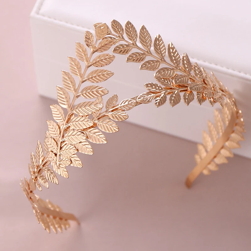 Golden And Silver Garland Shaped Alloy Crowns Retro Leaves Shape Coronas Decorativas De Metal Crown For Wedding Hair Accessories