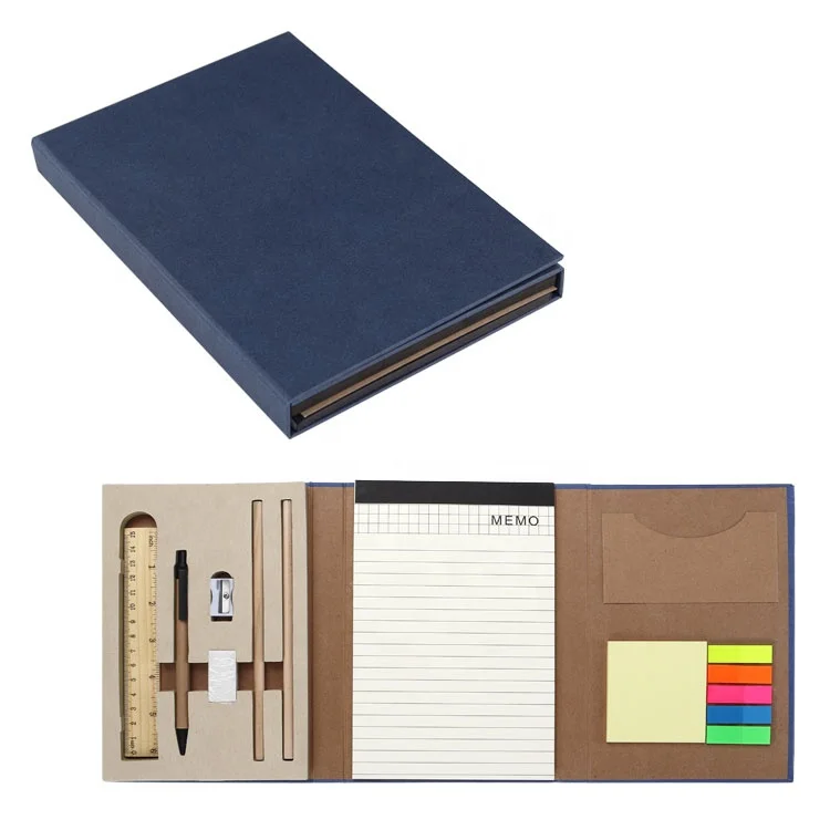 Cost-effective stationary set include ruler, pen, pencil, eraser, pencil sharpener, notepad and sticky note
