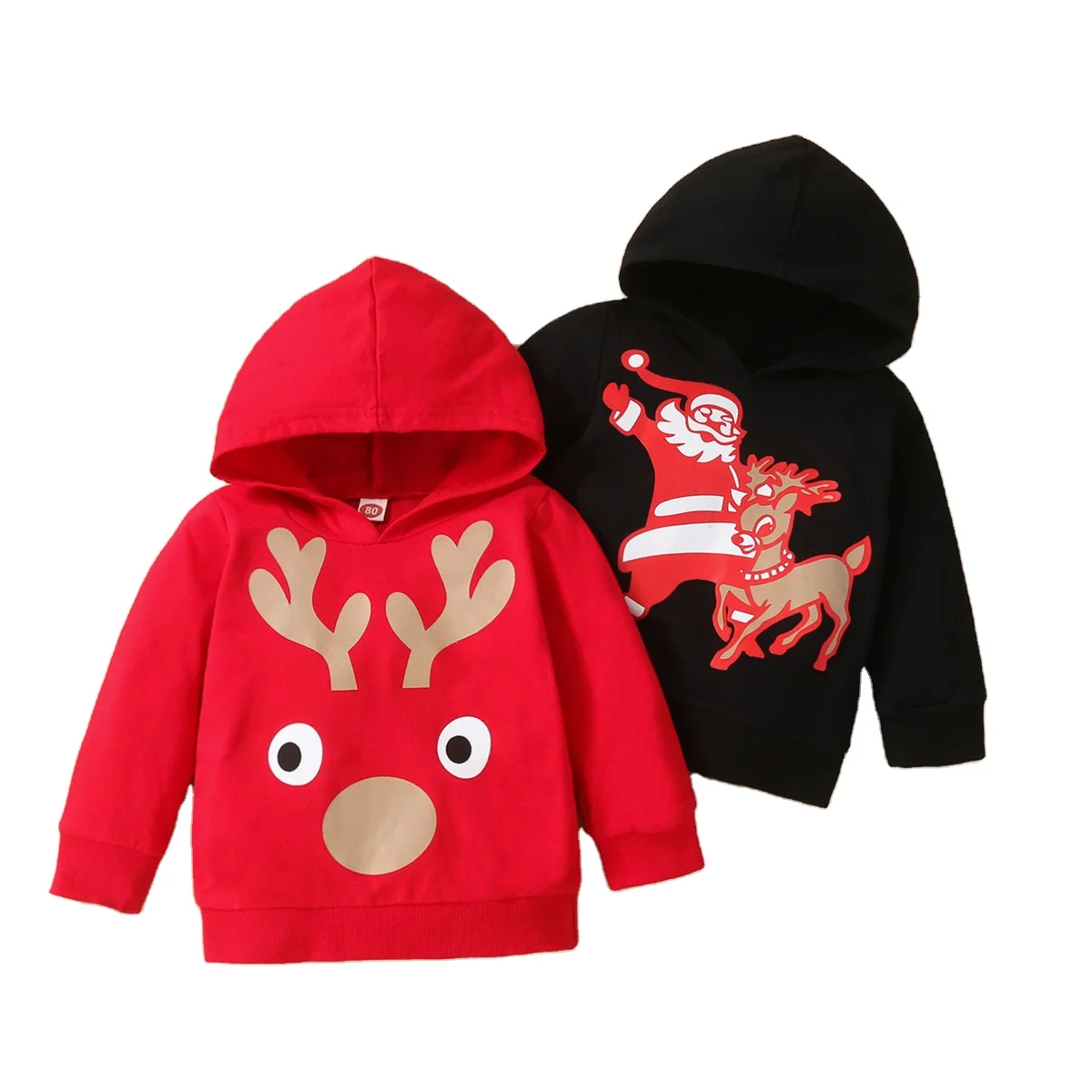 Infant Sweatshirt Clothing Winter Deer Fleece Santa Claus Festival Top Autumn Long Sleeve Cotton Kids Boy Girl Christmas Hoodies