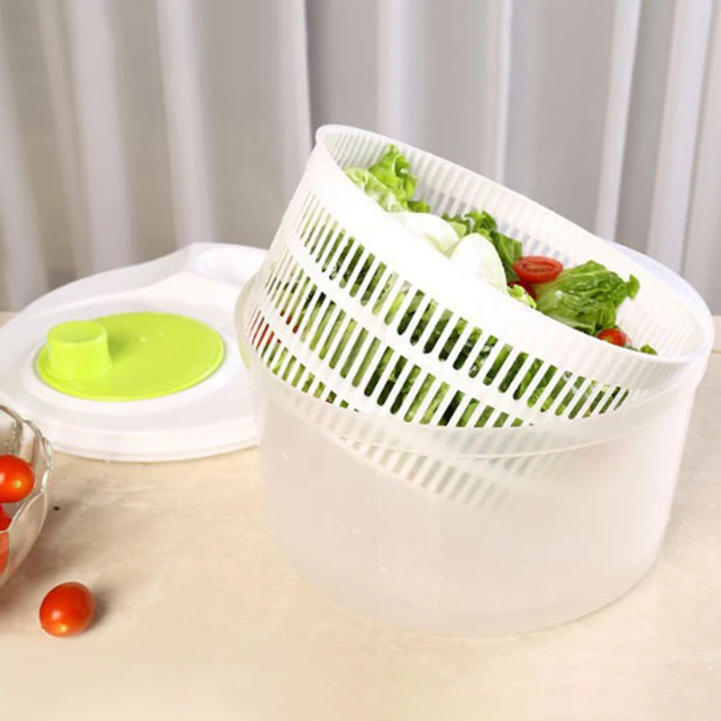 Multi-Use Lettuce Vegetable Fruit Dryer Drainer Strainer Washer Prepping 3L Large Salad Spinner with Bowl and Colander