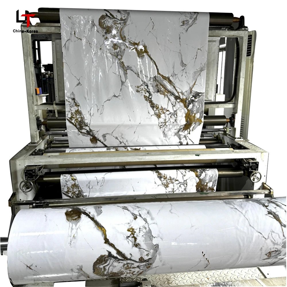 603*603 Golden hot stamping Marble heat transfer PVC decorative Film roll Furniture Vacuum Press Foil For Wall Panel  lamination