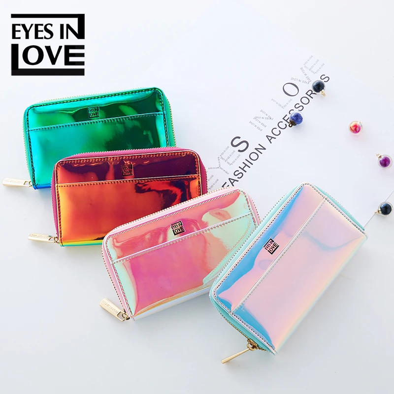 Functional Women Colorful Laser Phone Clutch Bag Lady Travel Long Zipper Coin Purse Wallet