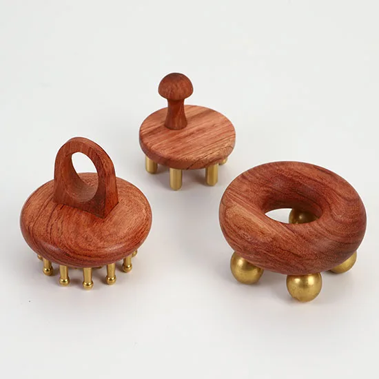 problem solving products massage the meridians to release pressure brass+wooden guasha head massage brush gua sha