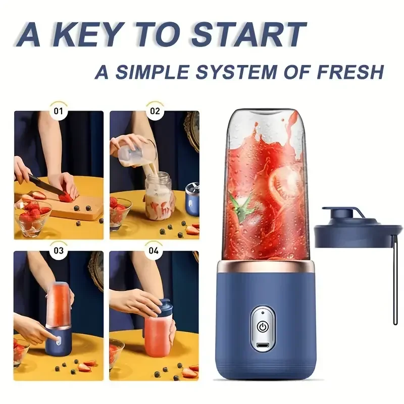 Mini Usb Rechargeable Smoothie Portable Blender Electric 6 Blade Fruit Juicer Bottle
