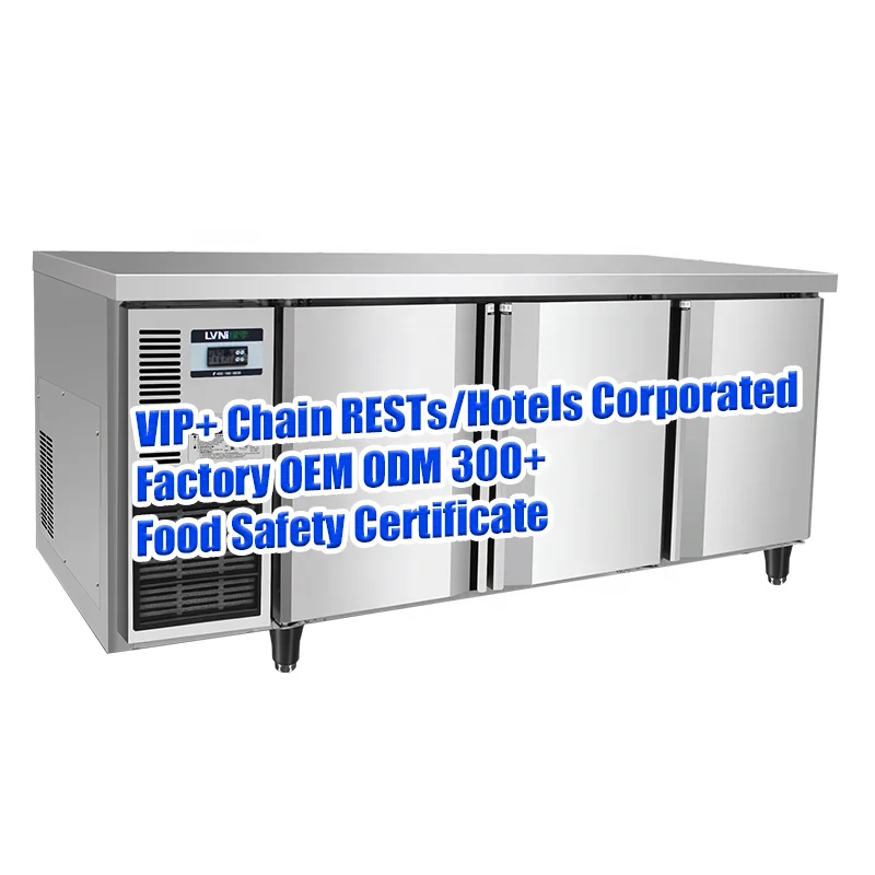 Best Selling 3 Doors Electric Undercounter Refrigerator Worktable Fridge Freezer For Kitchen