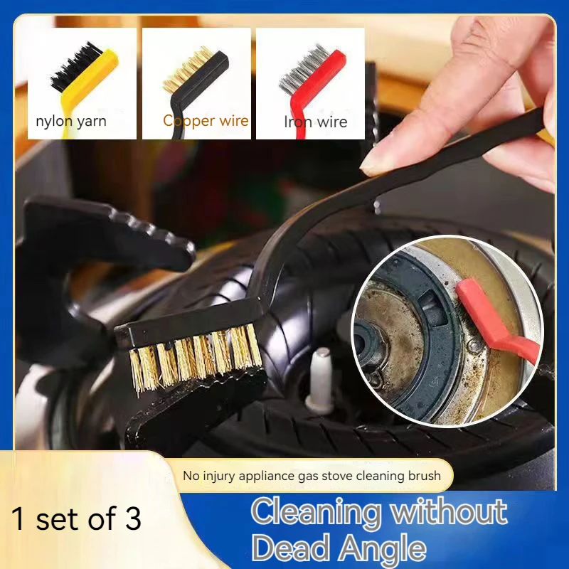 Gas stove cleaning brushes 3 small wire brushes for kitchen appliances range hood stove cleaning tools