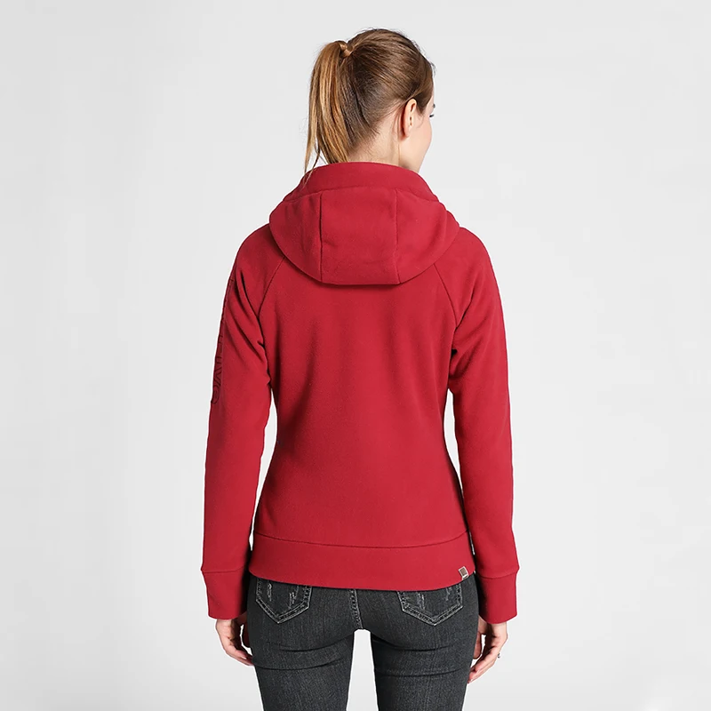 Ladies winter warm windbreaker outdoor casual coat zip up custom hooded fleece jacket for women