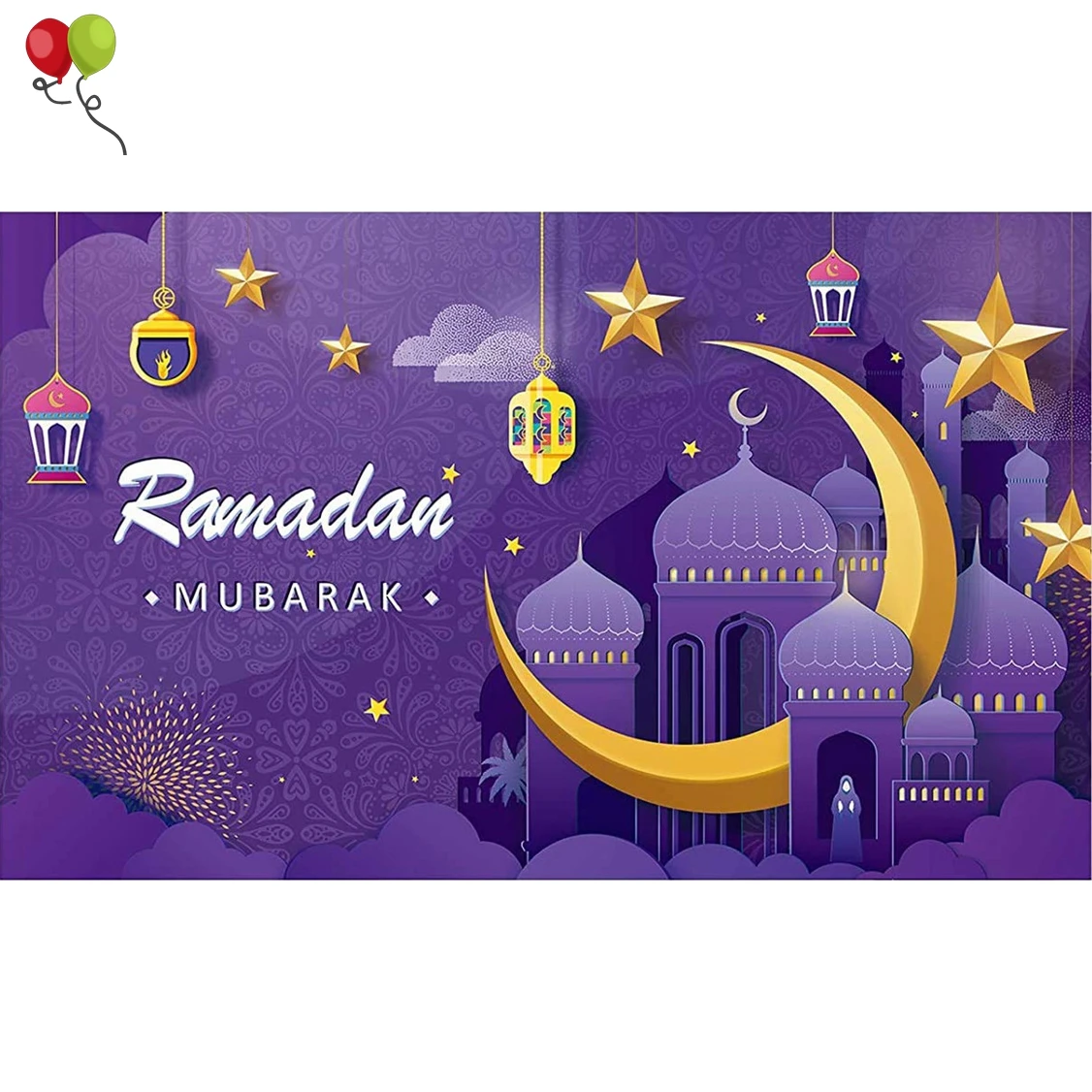 Eid Mubarak Decorations Fabric Eid Mubarak Sign Backdrop Banner Muslim Ramadan Background Muslim Ramadan Supplies KD1709