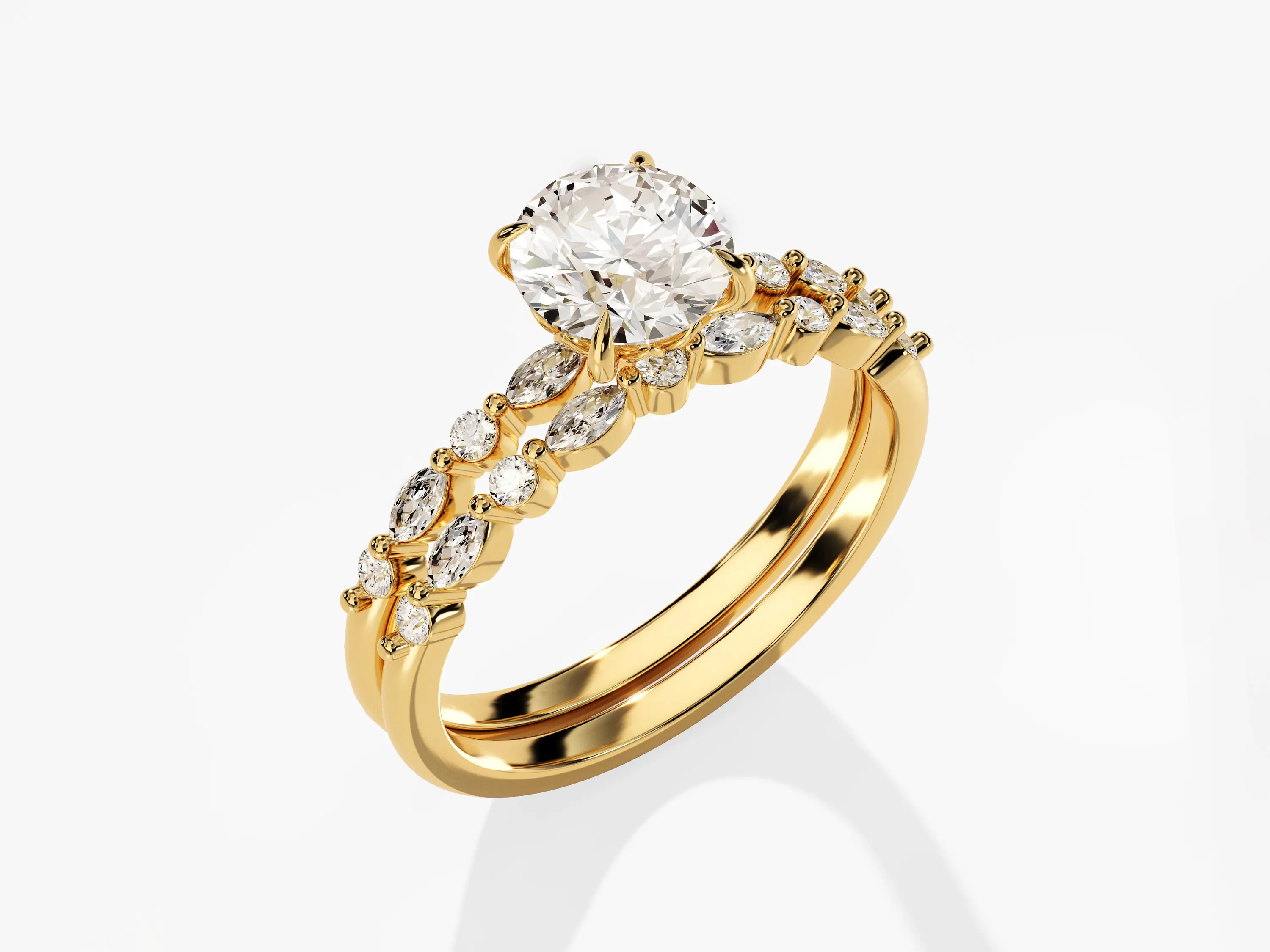 14k 18k Gold Solitaire Round Diamond Ring Custom Wedding Jewelry Band Promise Pave Set Womens