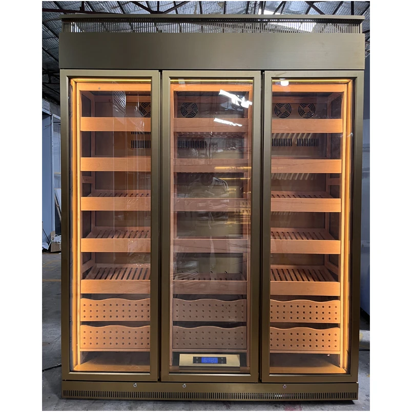 Custom Constant Temperature and Humidity Stainless Steel Cigar Cabinet Refrigerator Cedar Shelves Cigar Cabinet Humidors