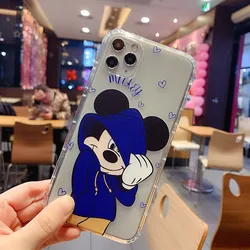 Cartoon Mouse Phone Case for iPhone 14 13 Pro 12 11 Pro Xs X XR Max 8 7 SE Clear TPU Cases Soft Black Cover