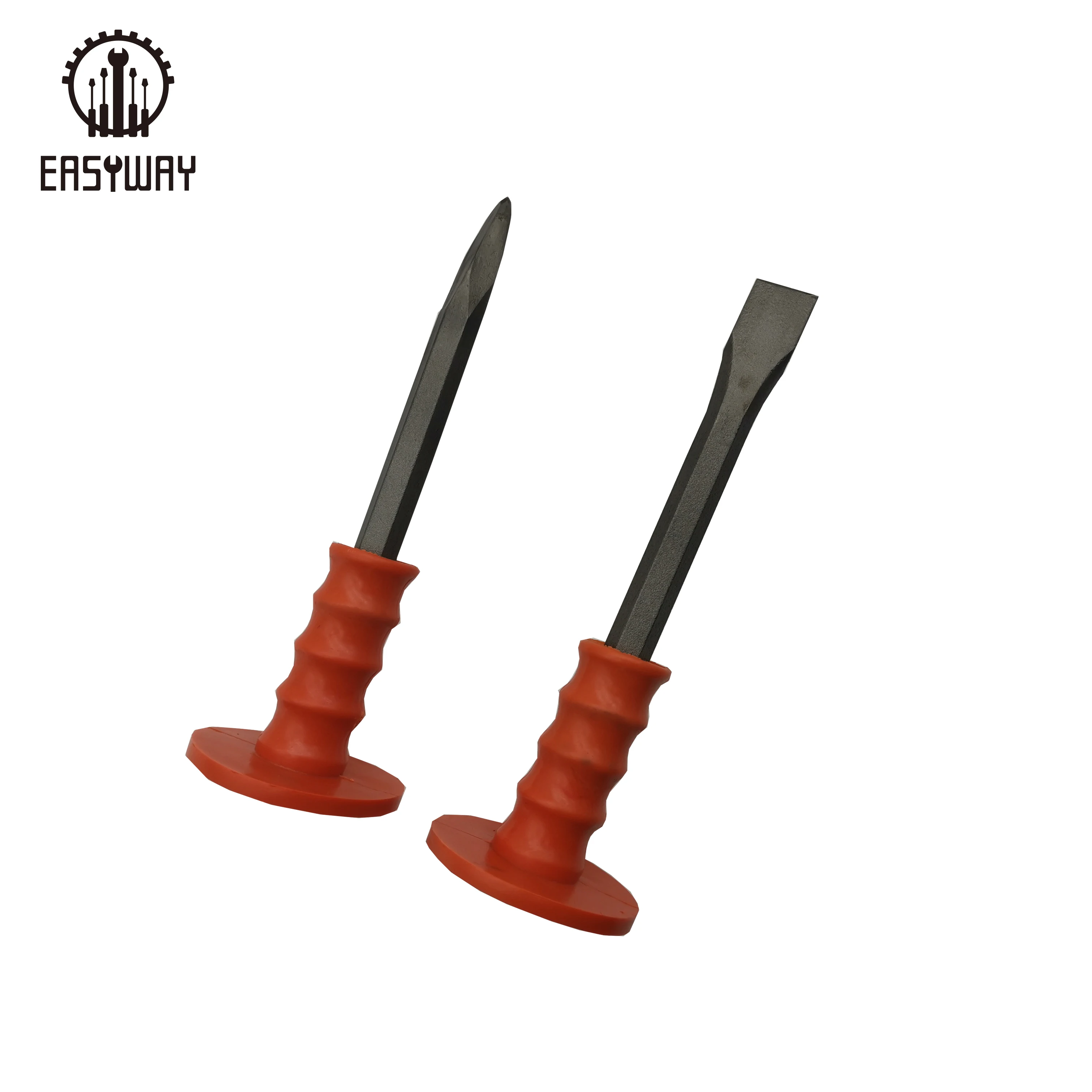 Wholesale Low Price High Quality Rubber Handle Stone Brick Masonry Forged Flat Stone Chisel