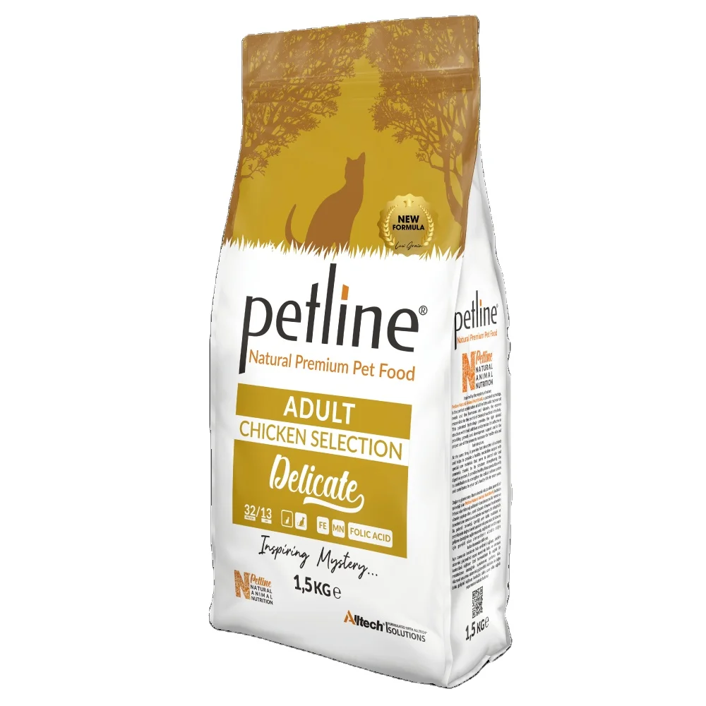 High Protein Petline Natural Premium Chicken Adult Cat Food 1,5 Kg (6 pcs) Iron, Taurin, Folik Acid Whosale Pet Food