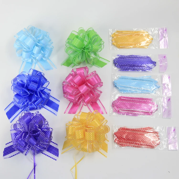 Big Colorful Plastic Ribbon Bows for Wedding and Party Car Decorations for Christmas Flower Wrapping and Gift Pull Bow Ribbon