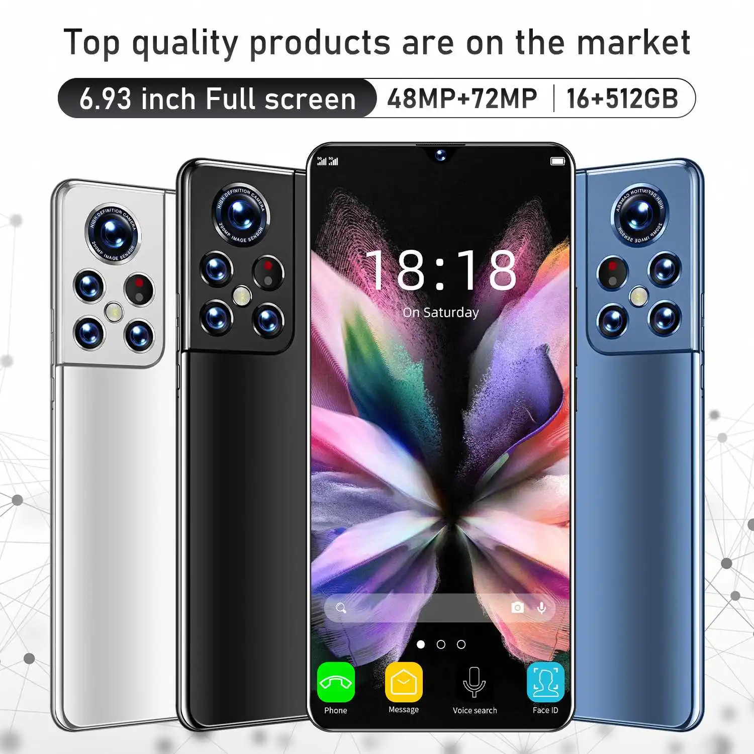 Global Smartphone S22 Ultra 6.7 inch Full Screen 16+512GB Android Mobile Phones With Face ID Original Unlocked Cell Phone