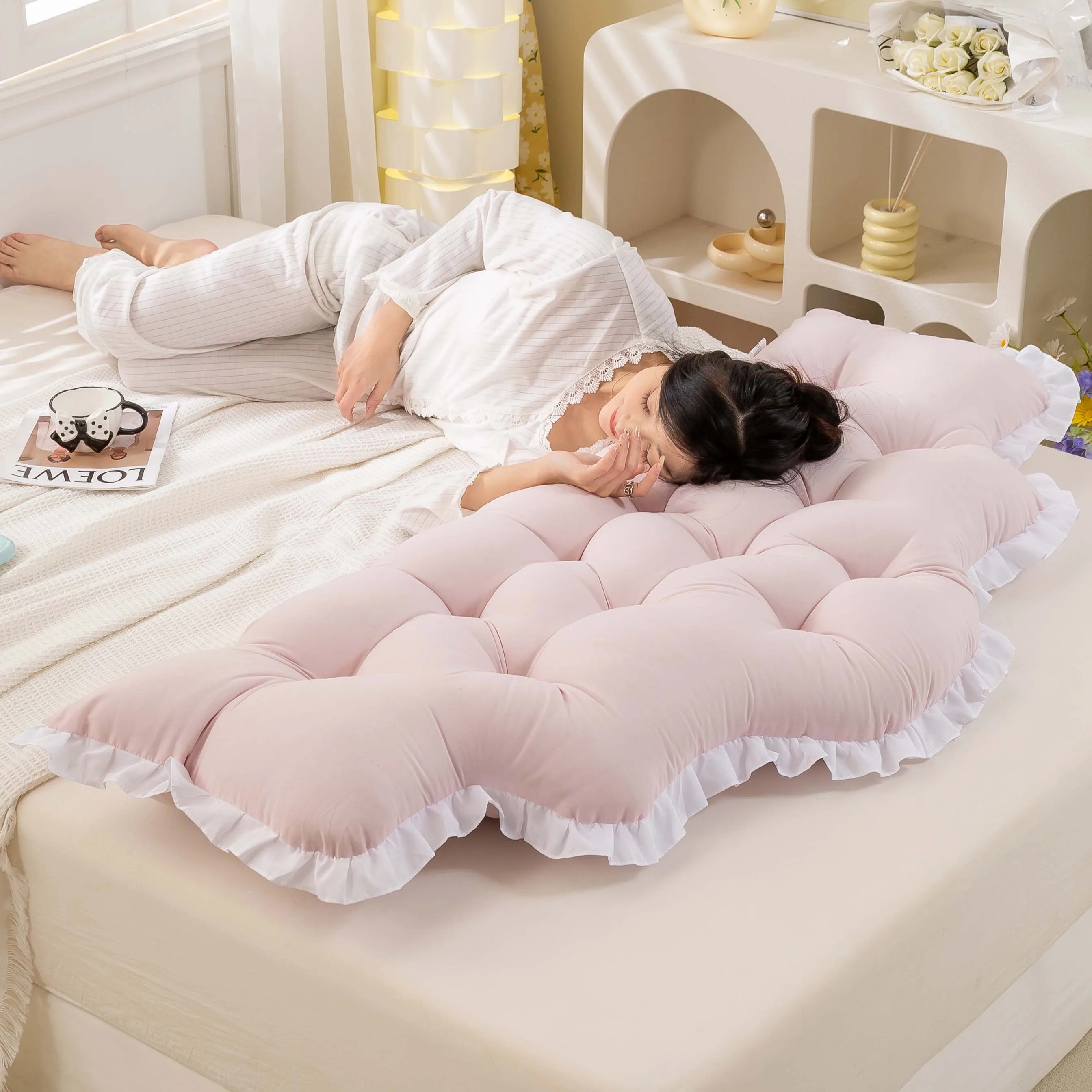 Factory export headrest cushion soft bag bed pillow dormitory reading large back cushion girls sleeping waist protection pillow