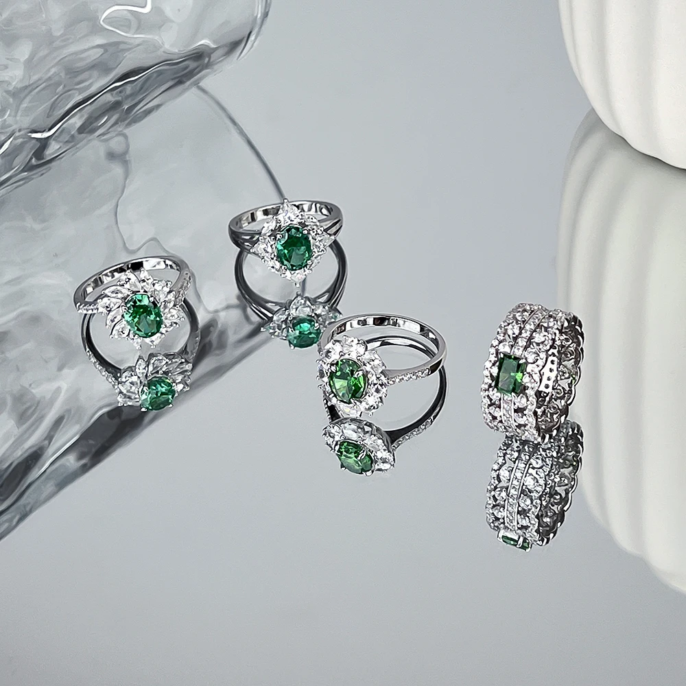 Custom Rings Manufacturer Fine Jewelry Luxury 925 Sterling Silver Zircon Fashion Rings Wedding Engagement Rings for Women