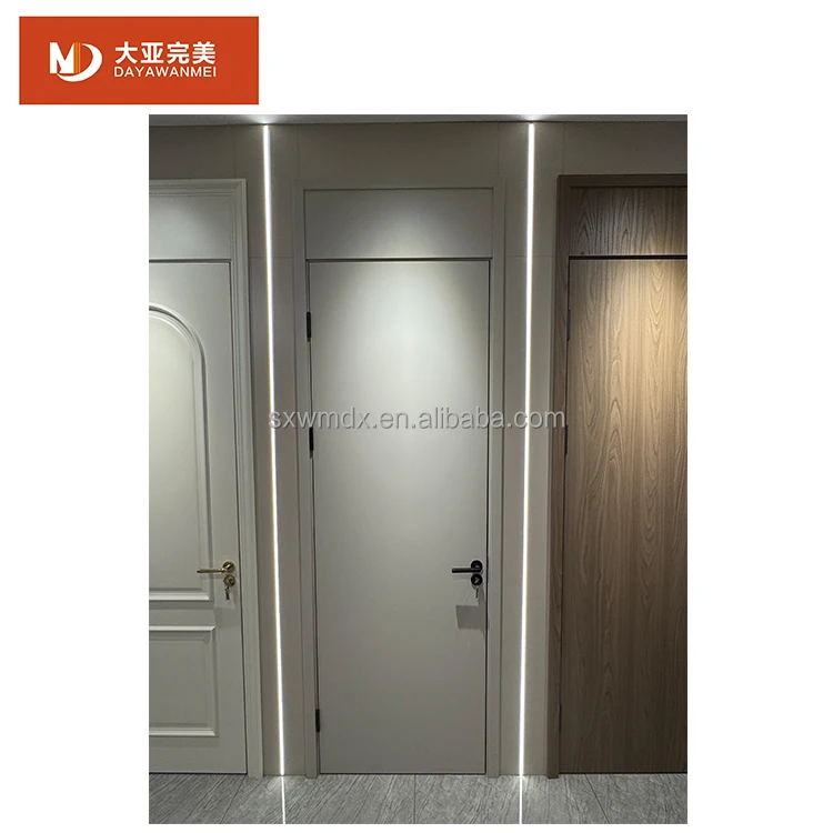 Cheaper Wood Door Modern Designed Water-Proof Interior Wood Door for Bedroom Hotel Villa Apartment Living Room Finished Surface