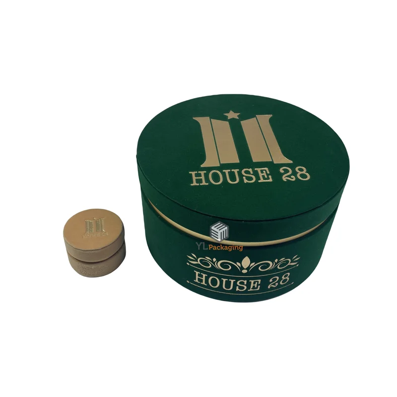 luxury round cardboard velvet flower box with custom logo