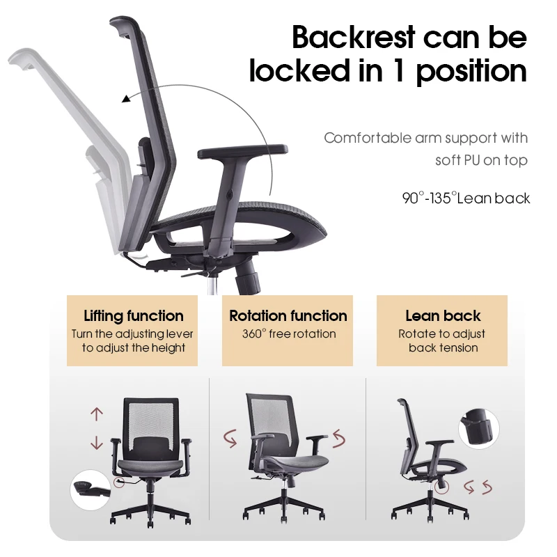 Modern ergonomic executive swivel office mesh chairs with lumbar support comfortable office chair wholesale