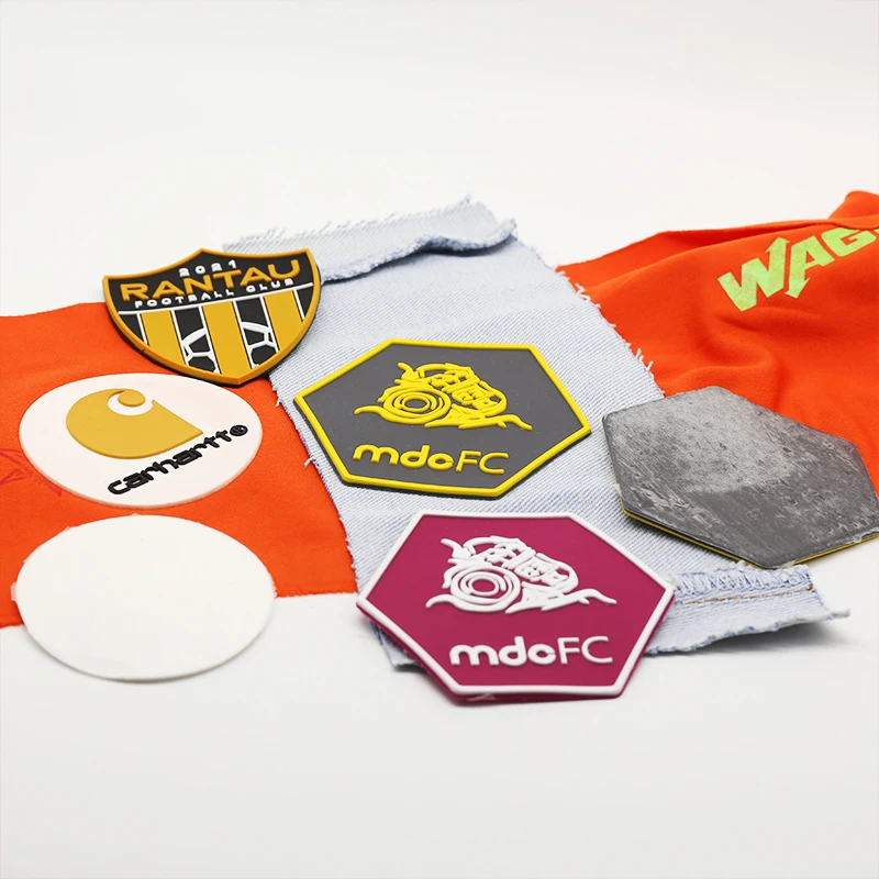 High Quality Shield Shape Rubber Heat Transfer Label Garment Patch Custom Round Silicone Rubber Patches