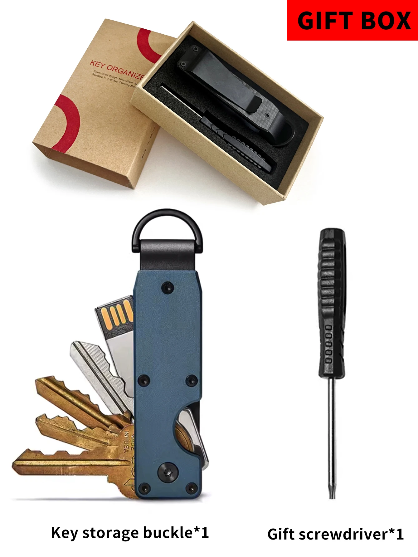 Fashion daily aluminum ultrathin key holder,With screw and gift box key chain,Portable compact pocket foldable Key card clip