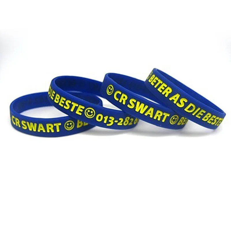custom shape silicone rubber bracelet debossed filled colors silicone wrist bands cheap price