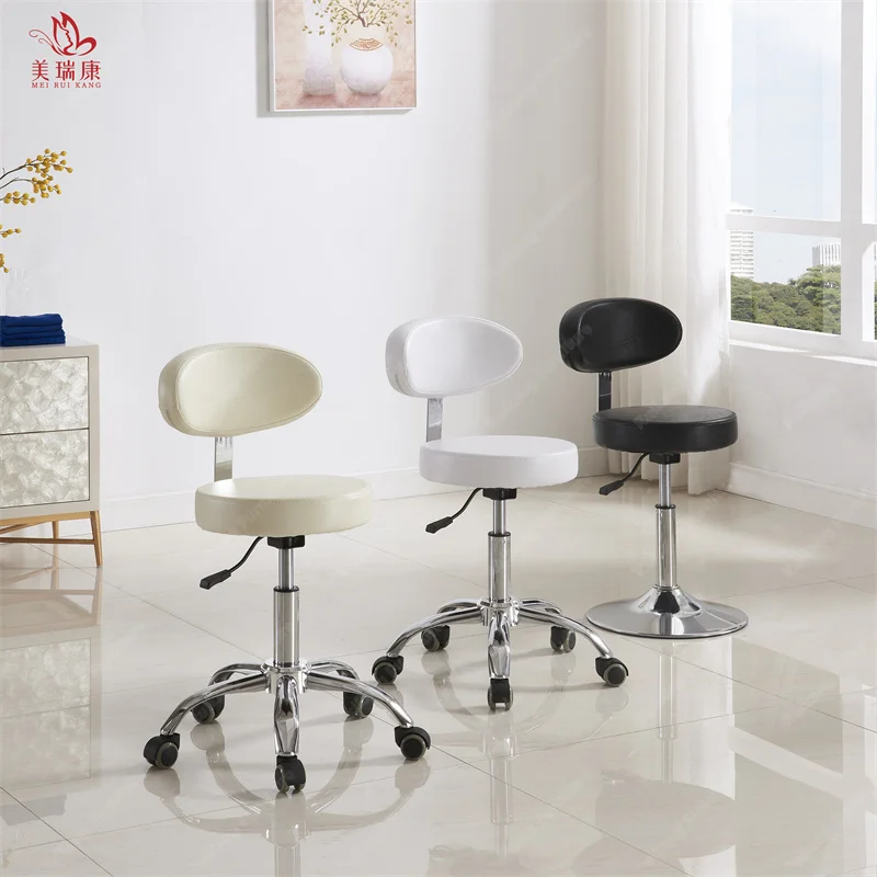 Luxury Modern Adjustable Swivel Wheels Leather Spa Nail Salon Beauty Barber Pedicure Bar Stools Hairdressing Chair