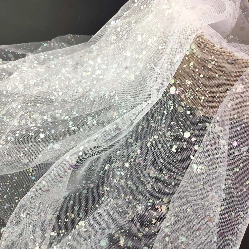 
Блестящий дизайн, радужная цветная фольга, мягкая Тюлевая сетчатая ткань 