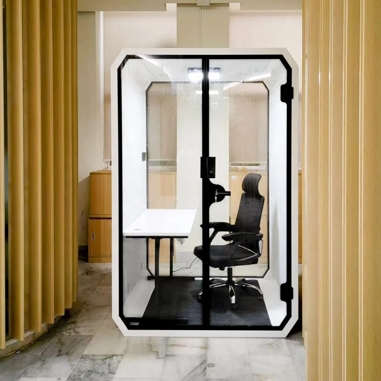 Fast Assemble Mini Single Person Private Desk Chair Large Soundproof Air Conditioned Noise Isolation Cabin Silence Read Work Pod
