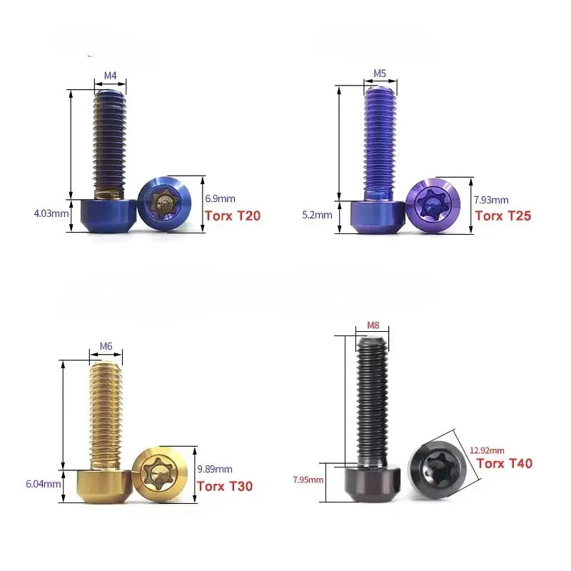 Cnc Machining Titanium Alloy Disc Bolt Triumph Front Disc Brake Rotor Bolt M8 X20 /25Mm T40 Gr5 Titanium Torx For Motorcycle