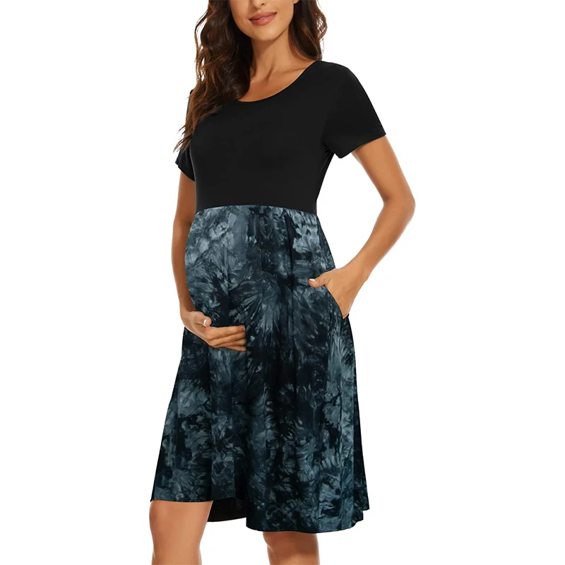 2024 Hot Sale Women Floral Print Maternity Casual Dress Shortsleeve Long Sleeve Pregnancy Clothes