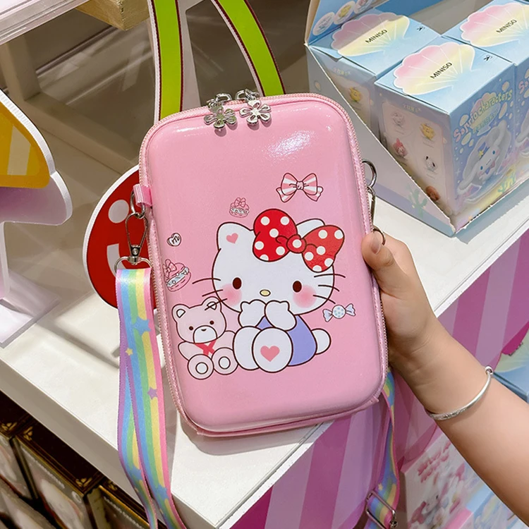 mini cartoon hello kitties and friends crossbody purses anime sanrios kuromis stitch messenger bags kitties love crossbody bags