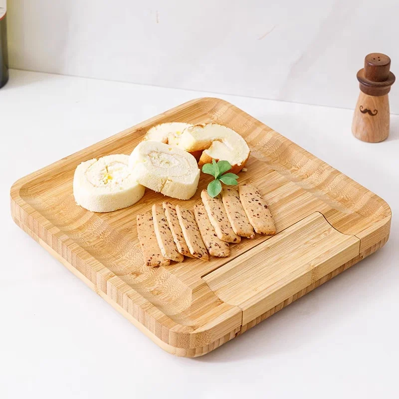  Бамбуковая доска для сыра и набор ножей из массива дерева Мясное ассорти сервировочный поднос с столовые приборы новоселье