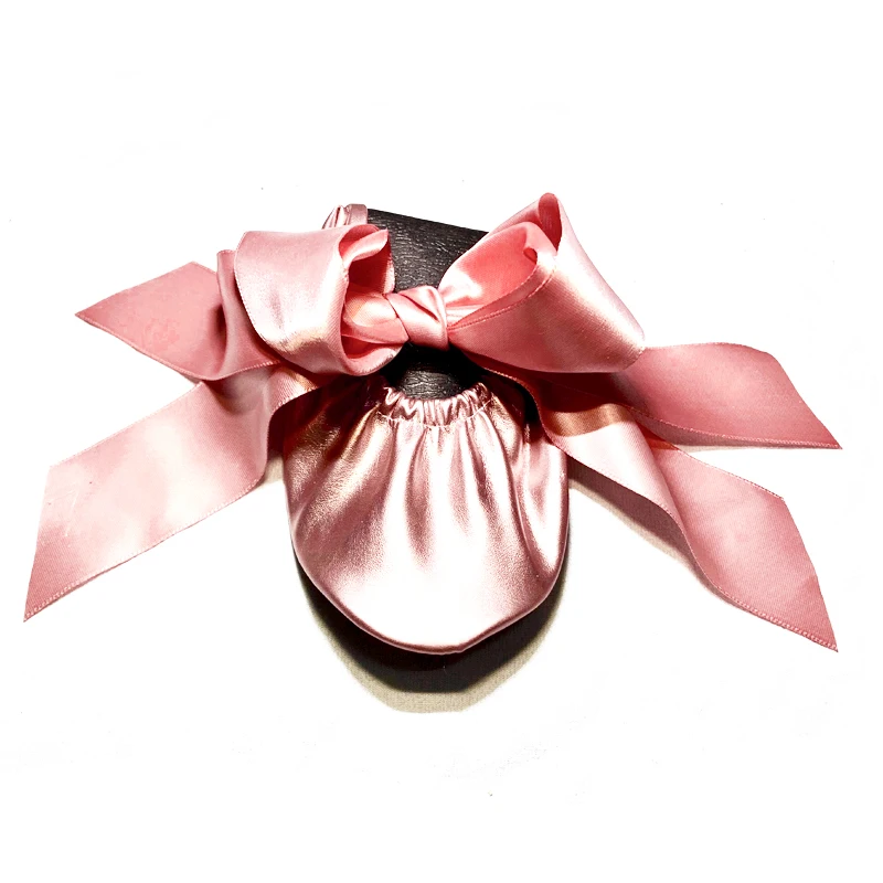 Custom Design soft gold rollable ballet flat with organza bag packing for Giveaway shoes