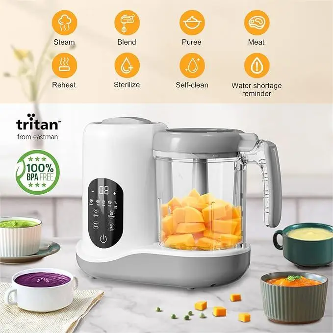 Digital 5 in 1 multi function steam blend defrost heat and warm  baby food processor