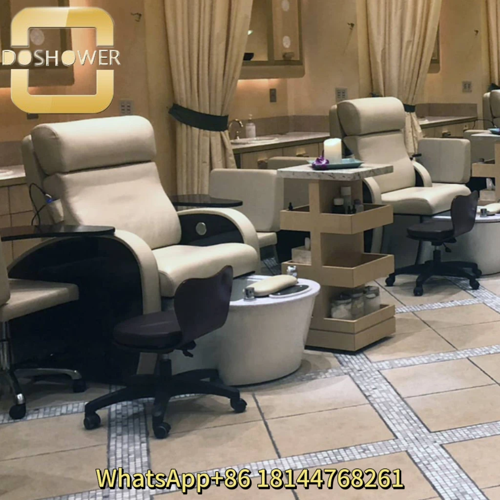 Fully motorized seat pedicure chair with retractable armrests doors of power drain pump spa chair