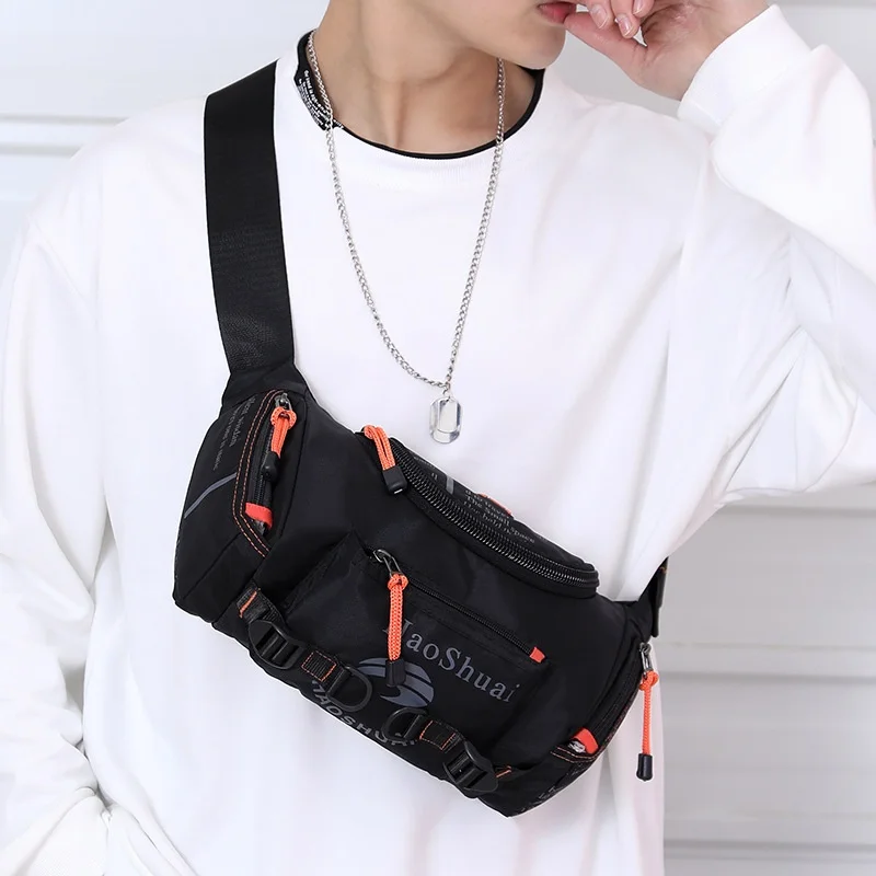 Sports Tactical Fashion Headphone Jack Chest Bag Waterproof Large Capacity Nylon Crossbody Bag Men Messenger Sling Bag For Men